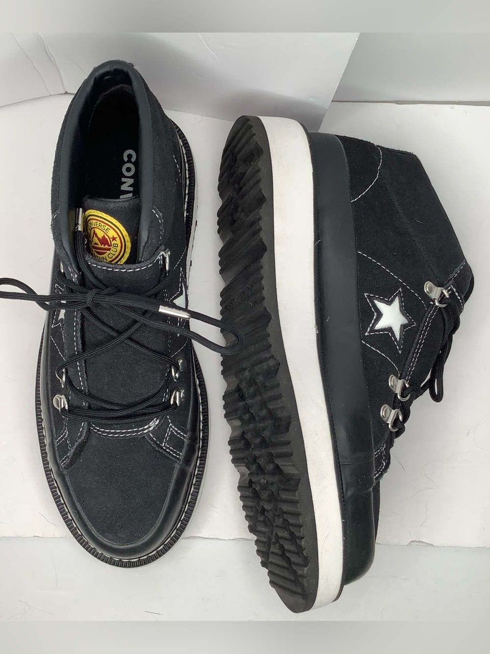 Converse One Star Leather Black Lace Up Mountain Club Mid Boots Women Shoes Sz 9